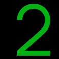 Green number two on black background