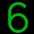 Bright green digit six displayed