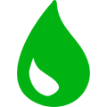 Green flame icon on black background