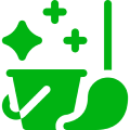 Cleaning supplies icon in green