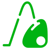 Green vacuum cleaner icon on black background.