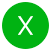 Black X on green circle background