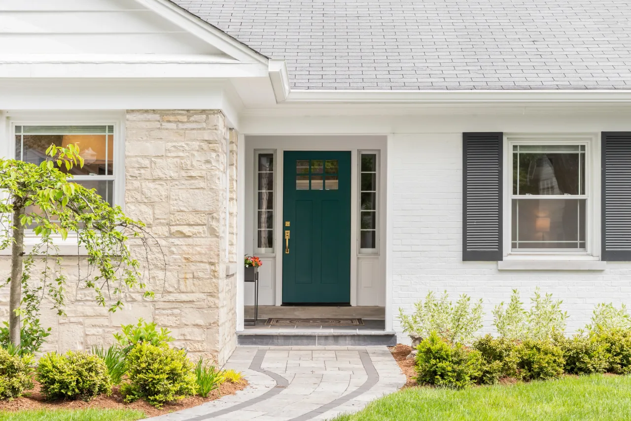 Front entrance with green door