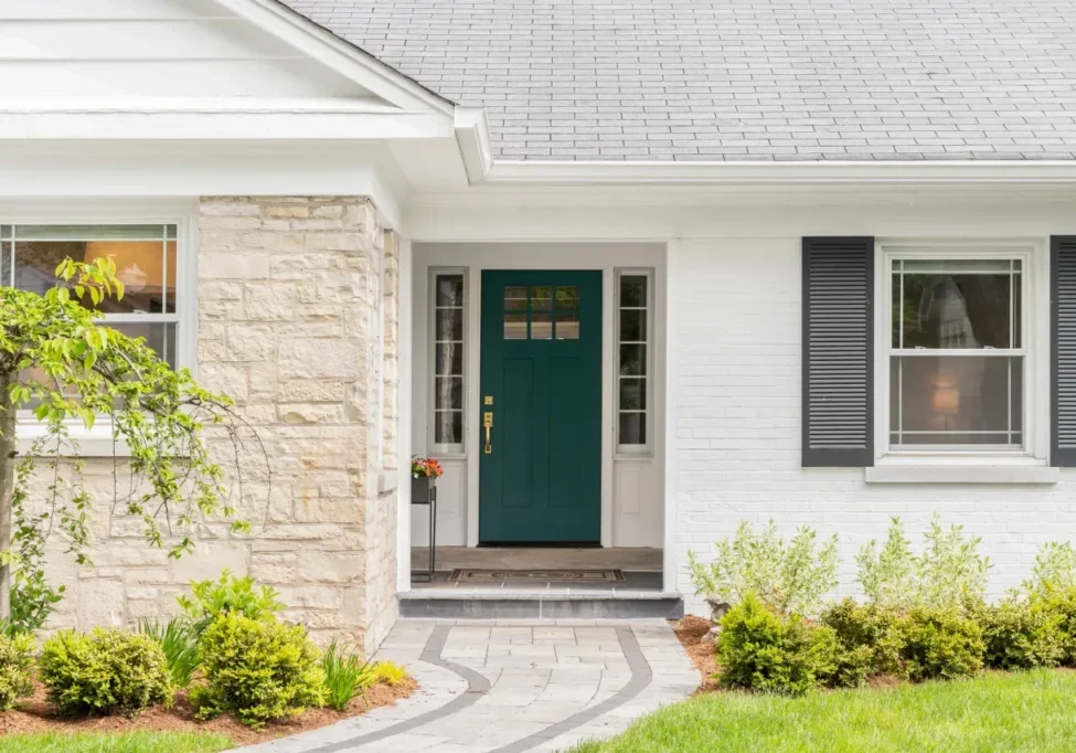 Front entrance with green door